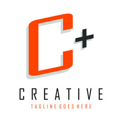 Obraz premium letter C logo plus orange and black colors