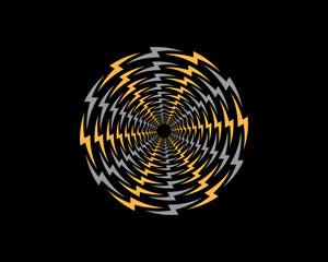 Circular lightning symbol form a fan logo