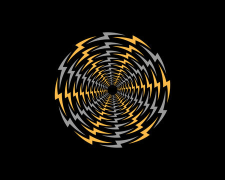 Circular lightning symbol form a fan logo