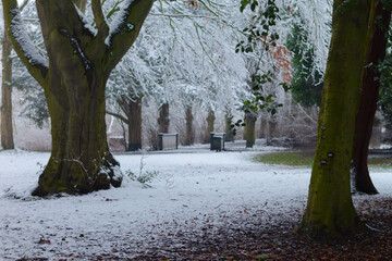 Snow in Sunday Park in England