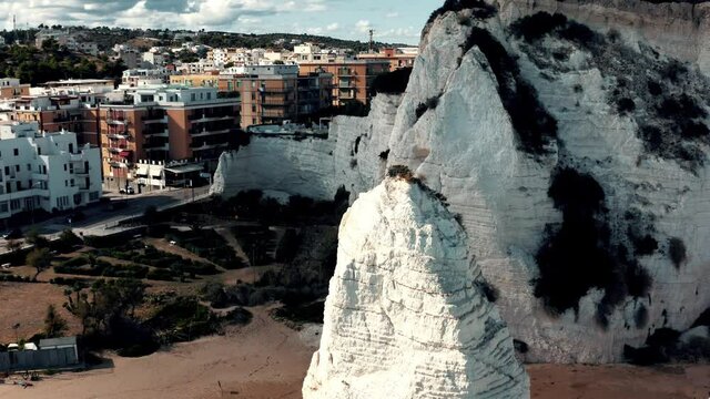 Aerial view on a big rock on a beach,