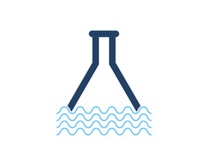 Laboratory test tube with ocean blue wave