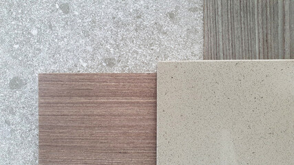 combination samples of interior material board containing grained quartz ,douglas fir and oak...