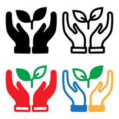 Plant in hand. Vector icon.