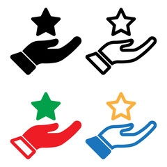 The hand holding the star icon logo on a white background