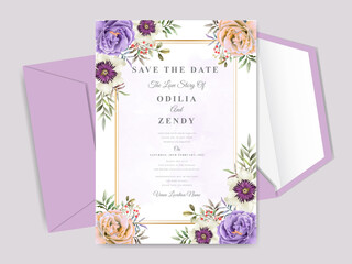 beautiful floral hand drawn wedding invitation card