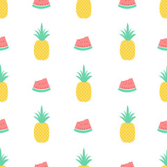 Vector tropical fruits seamless repeat pattern design background. Perfect for modern wallpaper, fabric, 
home decor, and wrapping projects.