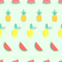 Vector tropical fruits seamless repeat pattern design background. Perfect for modern wallpaper, fabric, 
home decor, and wrapping projects.