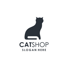 Petshop Logo Design. Abstract Cat Silhouette Icon. Simple, Modern, Clean, Minimalist.