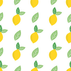 Vector lemon seamless repeat pattern design background. Creative fruits texture for fabric, wrapping, textile, wallpaper, apparel. Surface pattern design.