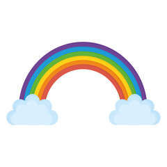 rainbow with two clouds in a white background