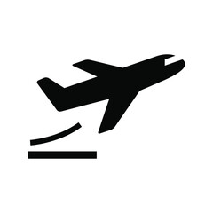 Airplane takeoff vector icon on white background