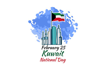 February 25. Independence day of Kuwait vector illustration. Suitable for greeting card, poster and banner.