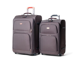 Two travel suitcases, isolated on white background. File contains a path to isolation.