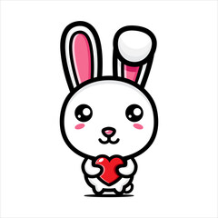 vector design of cute rabbit character hugging love