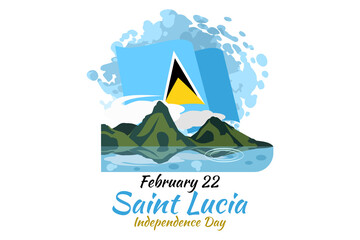 Fototapeta premium February 22, Independence Day of Saint Lucia vector illustration. Suitable for greeting card, poster and banner