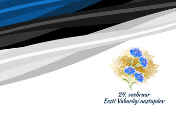 February 24, Independence day of Estonia, with national flower vector illustration. Suitable for greeting card and banner