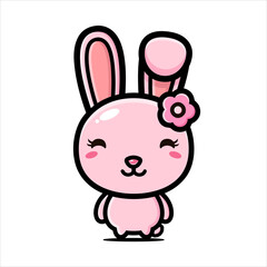 pink cute female rabbit character vector design
