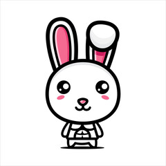 cute rabbit character vector design has a stocky body