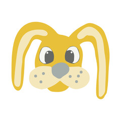 cute rabbit vector icon, sticker. hand drawn. illustration for children. yellow, gold, animal, Easter bunny