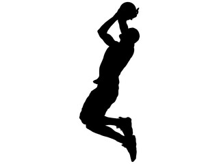 Fototapeta na wymiar シュートを打つバスケットボール選手のシルエット