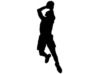 Fototapeta na wymiar シュートを打つバスケットボール選手のシルエット_2