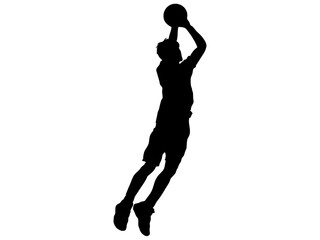 シュートを打つバスケットボール選手のシルエット_3