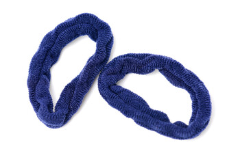 Colorful elastic hair bands on white background. 