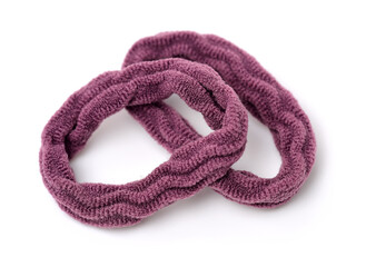 Colorful elastic hair bands on white background. 