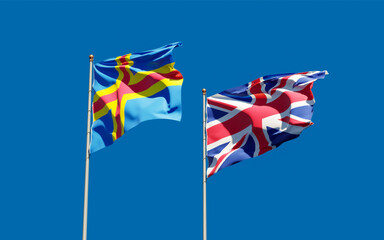 Flags of UK British and Aland Islands.