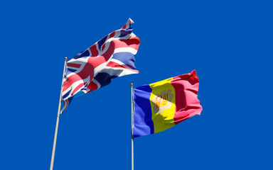 Flags of UK British and Andorra.