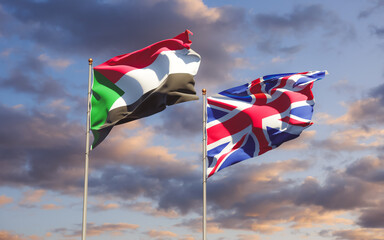 Flags of Sudan and UK British.
