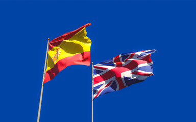 Flags of Spain and UK British.