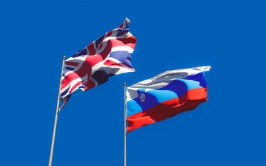 Flags of Slovenia and UK British.
