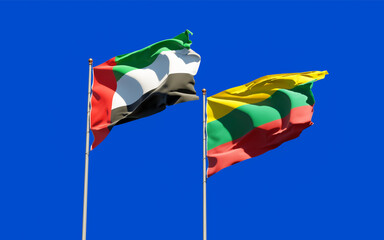 Flags of Lithuania and UAE Arab Emirates.