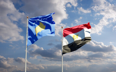 Flags of Kosovo and Egypt.