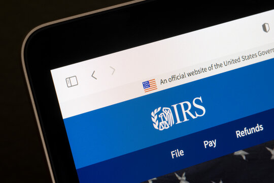 Portland, OR, USA - Jan 29, 2021: The IRS logo is seen on the Internal Revenue Service (IRS) website. IRS is the revenue service of the United States federal government.