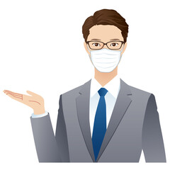マスクをした若い男性　ビジネスマン
