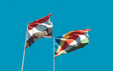 Fototapeta premium Flags of Yemen and Seychelles.