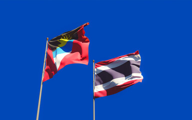 Obraz premium Flags of Thailand and Antigua and Barbuda.