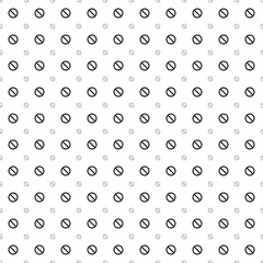 Square seamless background pattern from geometric shapes are different sizes and opacity. The pattern is evenly filled with black stop symbols. Vector illustration on white background
