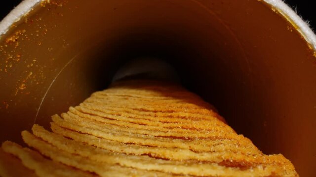 Camera movement along a row of chips in a package, close-up.