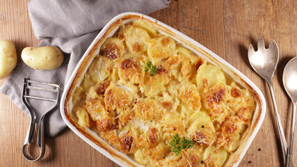 baked potato with cream and cheese- gratin dauphinois