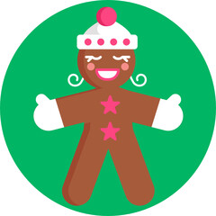 Gingerbread man holiday biscuit or cookie flat color vector icon for food apps and websites