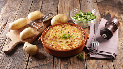 baked mashed potato and beef