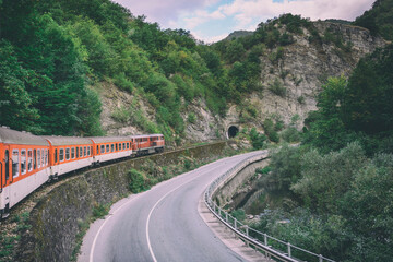 train by the road