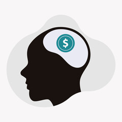 Head with money icon design vector illustration