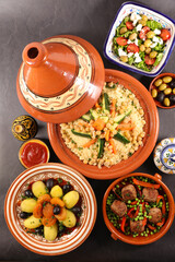 selection of moroccan dish- top view