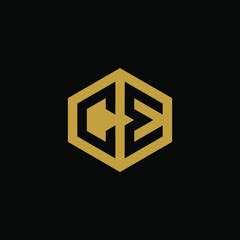 Initial letter CE hexagon logo design vector