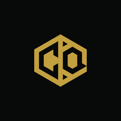 Initial letter CQ hexagon logo design vector